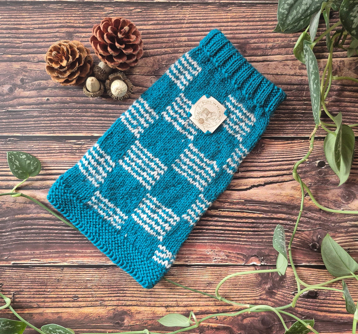 Extra Small Teal and Parchment Dog Jumper