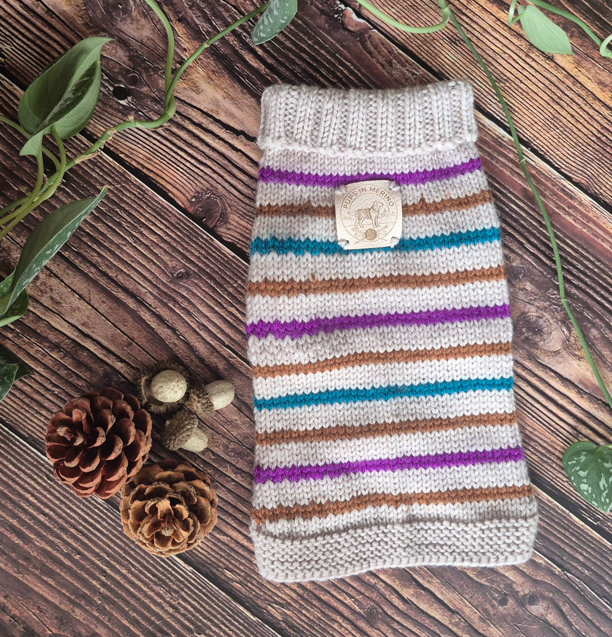 Made-to-measure striped merino dog jumper (from £65.00)